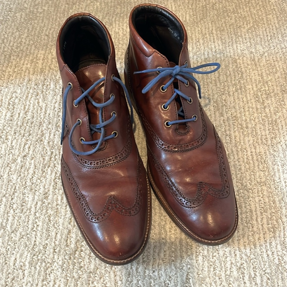 MENS COLE HAAN WINGTIP LEATHER BOOTS SIZE 10 🤎